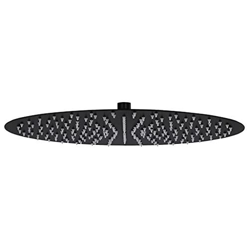 vidaXL Regenbrause Anti-Kalk-Düsen Brausekopf Duschkopf Kopfbrause Regendusche Duschbrause Wand Decke Edelstahl 40cm Rund Schwarz Silikon von vidaXL