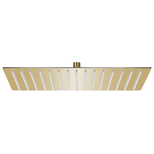 vidaXL Regenbrause Anti-Kalk-Düsen Brausekopf Duschkopf Kopfbrause Regendusche Duschbrause Wand Decke Edelstahl 40x30cm Rechteckig Golden von vidaXL