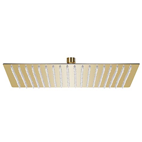 vidaXL Regenbrause Anti-Kalk-Düsen Brausekopf Duschkopf Kopfbrause Regendusche Duschbrause Wand Decke Edelstahl 50x50cm Quadrat Golden von vidaXL