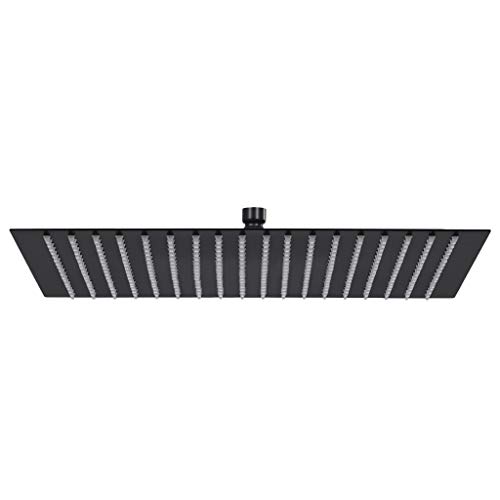 vidaXL Regenbrause Anti-Kalk-Düsen Brausekopf Duschkopf Kopfbrause Regendusche Duschbrause Wand Decke Edelstahl 50x50cm Quadrat Schwarz von vidaXL