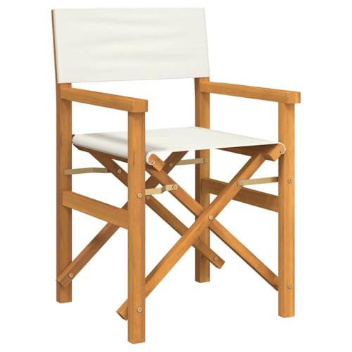 vidaXL Regiestuhl Klappbar Creme Massivholz Teak, klappbarer Regiestuhl, Camping-Regiestuhl, Klappstuhl, Outdoor-Regiestuhl, Garten-Regiestuhl von vidaXL