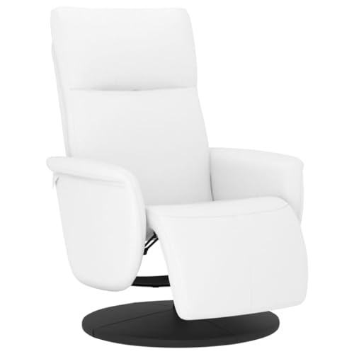 vidaXL Relaxsessel, Drehbar Sessel mit Rückenlehne Fußteil, Fernsehsessel mit Liegefunktion, Liegesessel Ruhesessel Polstersessel, Weiß Kunstleder von vidaXL