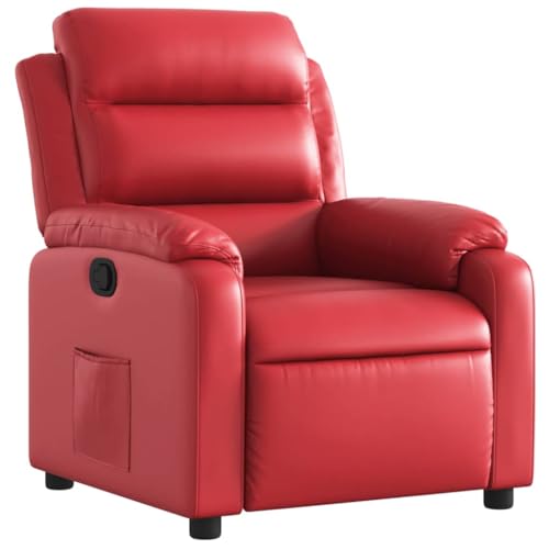 vidaXL Relaxsessel, Sessel mit Liegefunktion, Fernsehsessel Verstellbare Rückenlehne Fußteil, Liegesessel Ruhesessel Polstersessel, Rot Kunstleder von vidaXL