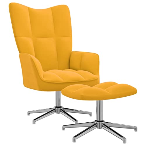 vidaXL Relaxsessel mit Hocker Drehbar Fernsehsessel Polstersessel Polsterstuhl Relaxstuhl Sessel Ohrensessel Armsessel Wohnzimmer Senfgelb Samt von vidaXL