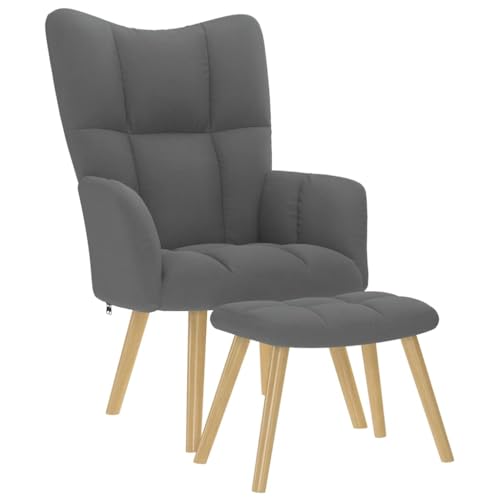 vidaXL Relaxsessel mit Hocker Dunkelgrau Stoff, Entspannungsstuhl, Wohnzimmerstuhl, Skandinavisch, Entspannen, Holz und Metall, Fußstütze vidaXL Relaxsessel mit Hocker Dunkelgrau Stoff, Entspannungsstuhl, Wohnzimmerstuhl, Skandinavisch, Entspannen, Holz und Metall, Fußstütze von vidaXL