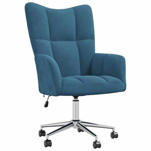 vidaXL Relaxsessel mit Rollen Drehbar Höhenverstellbar Fernsehsessel Polstersessel Polsterstuhl Relaxstuhl Sessel Ohrensessel Wohnzimmer Blau Samt von vidaXL
