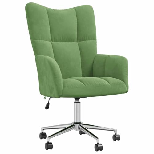vidaXL Relaxsessel mit Rollen Drehbar Höhenverstellbar Fernsehsessel Polstersessel Polsterstuhl Relaxstuhl Sessel Ohrensessel Wohnzimmer Hellgrün Samt von vidaXL
