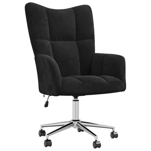 vidaXL Relaxsessel mit Rollen Drehbar Höhenverstellbar Fernsehsessel Polstersessel Polsterstuhl Relaxstuhl Sessel Ohrensessel Wohnzimmer Schwarz Samt von vidaXL