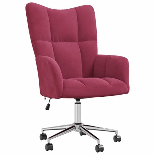 vidaXL Relaxsessel mit Rollen Drehbar Höhenverstellbar Fernsehsessel Polstersessel Polsterstuhl Relaxstuhl Sessel Ohrensessel Wohnzimmer Weinrot Samt von vidaXL