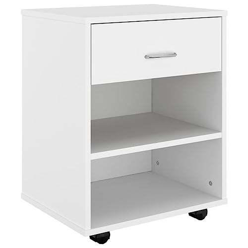 vidaXL Rollschrank mit Schublade Fächern Rollcontainer Büroschrank Aktenschrank Bürocontainer Schrank Büro Druckerschrank Weiß 46x36x59cm Holzwerkstoff von vidaXL