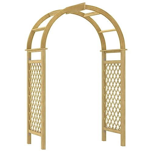vidaXL Rosenbogen mit Rankgitter Pergola Rankhilfe Rankgitter Torbogen Gartenbogen Rundbogen Hof Terrasse 141x97x243 cm Massivholz Kiefer von vidaXL