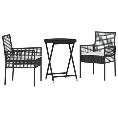 vidaXL Runde Outdoor Falttisch Set Rustikale Schwarz und Creme Design UV Beständig Gehärtetes Glas Inklusive 2 Stühle Leichte Gartenmöbel Für Balkon Patio Akzent Beistelltisch vidaXL Runde Outdoor Falttisch Set Rustikale Schwarz und Creme Design UV Beständig Gehärtetes Glas Inklusive 2 Stühle Leichte Gartenmöbel Für Balkon Patio Akzent Beistelltisch von vidaXL