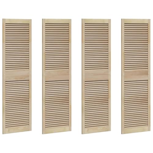 vidaXL Rustikaler Stauraum-Schrank in Natur 170 x 49,5 cm aus massivem Kiefernholz, mit Lamellentüren, verstellbaren Regalen, brauner Oberfläche für drinnen. Schlafzimmer Set aus 4, nachhaltiges von vidaXL