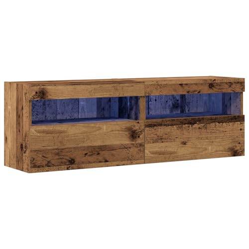 vidaXL TV-Wandschränke mit LED-Leuchten 2 STK. Altholz 60x30x40 cm von vidaXL