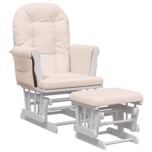 vidaXL Schaukelsessel mit Hocker Schaukelstuhl Relaxsessel Relaxstuhl Schwingsessel Sessel Stuhl Stillstuhl Wohnzimmer Gleitend Hellrosa Stoff von vidaXL