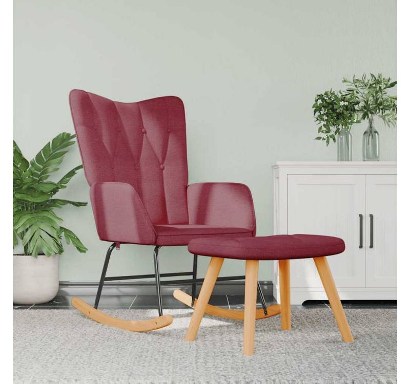 vidaXL Schaukelsessel, Schaukelstuhl mit Hocker Stoff Weinrot vidaXL Schaukelsessel, Schaukelstuhl mit Hocker Stoff Weinrot von vidaXL
