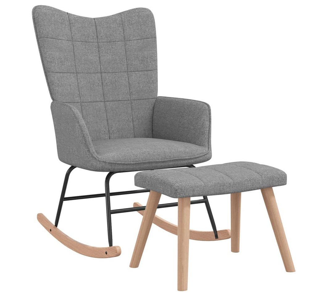 vidaXL Schaukelstuhl, Schaukelsessel mit Hocker Hellgrau Stoff vidaXL Schaukelstuhl, Schaukelsessel mit Hocker Hellgrau Stoff von vidaXL
