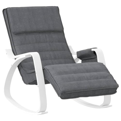 vidaXL Schaukelstuhl Relaxstuhl Schwingstuhl Ruhesessel Loungesessel Sessel Schwingsessel Polstersessel Schaukelsessel Wohnzimmer Dunkelgrau Stoff von vidaXL