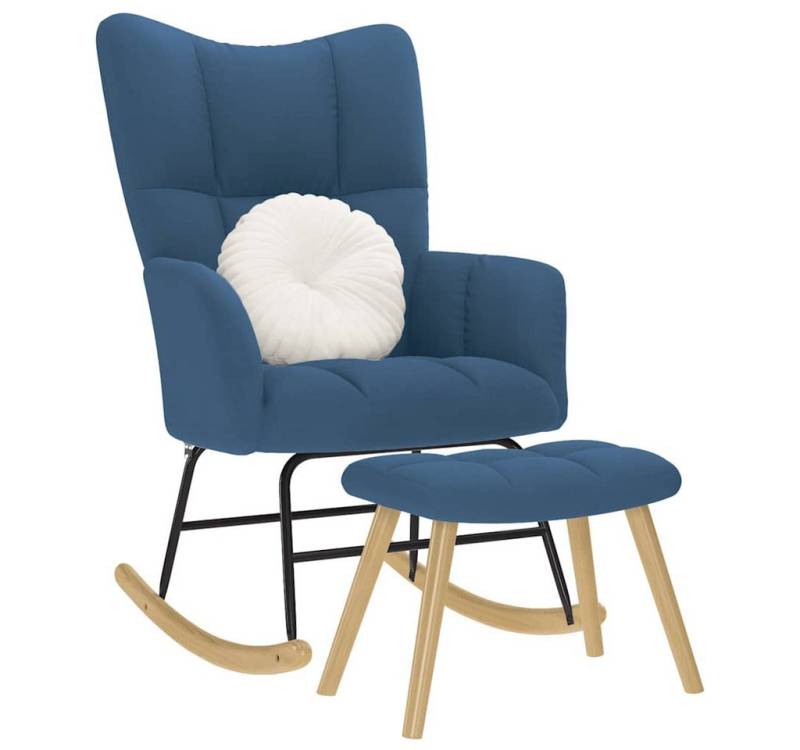 vidaXL Schaukelstuhl Schaukelsessel mit Hocker Blau Stoff von vidaXL