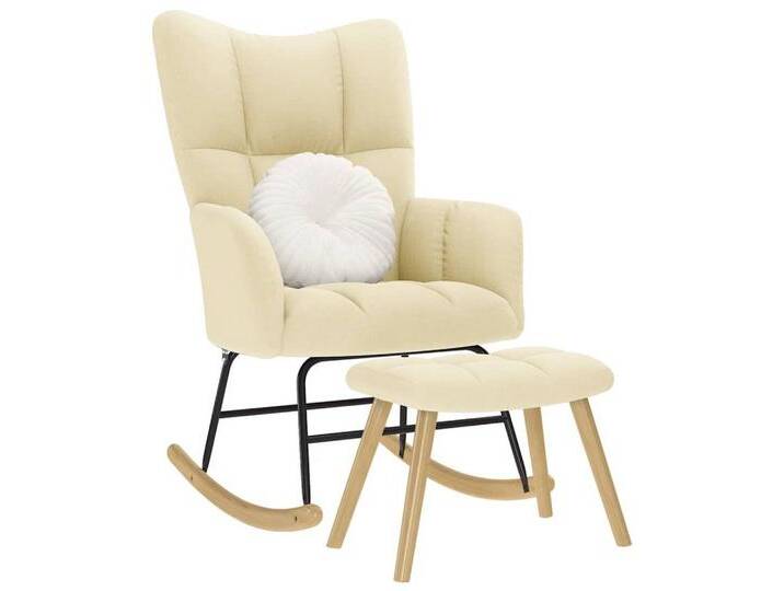 vidaXL Schaukelstuhl Schaukelsessel mit Hocker Creme Stoff, beige von vidaXL