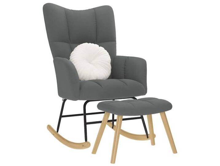 vidaXL Schaukelstuhl Schaukelsessel mit Hocker Dunkelgrau Stoff, grau von vidaXL