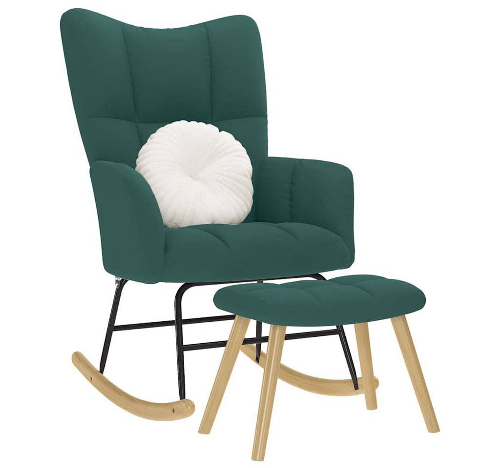 vidaXL Schaukelstuhl Schaukelsessel mit Hocker Dunkelgrün Stoff vidaXL Schaukelstuhl Schaukelsessel mit Hocker Dunkelgrün Stoff von vidaXL