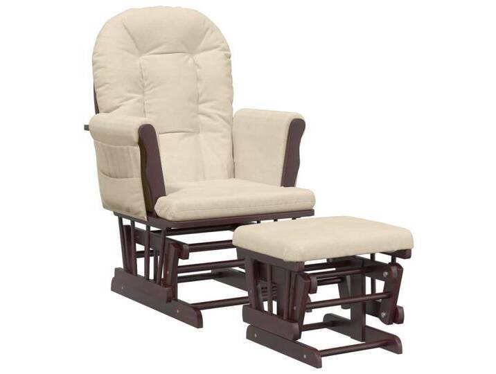 vidaXL Schaukelstuhl Schaukelsessel mit Hocker Gleitend Cremeweiß Stoff (1 St), braun von vidaXL