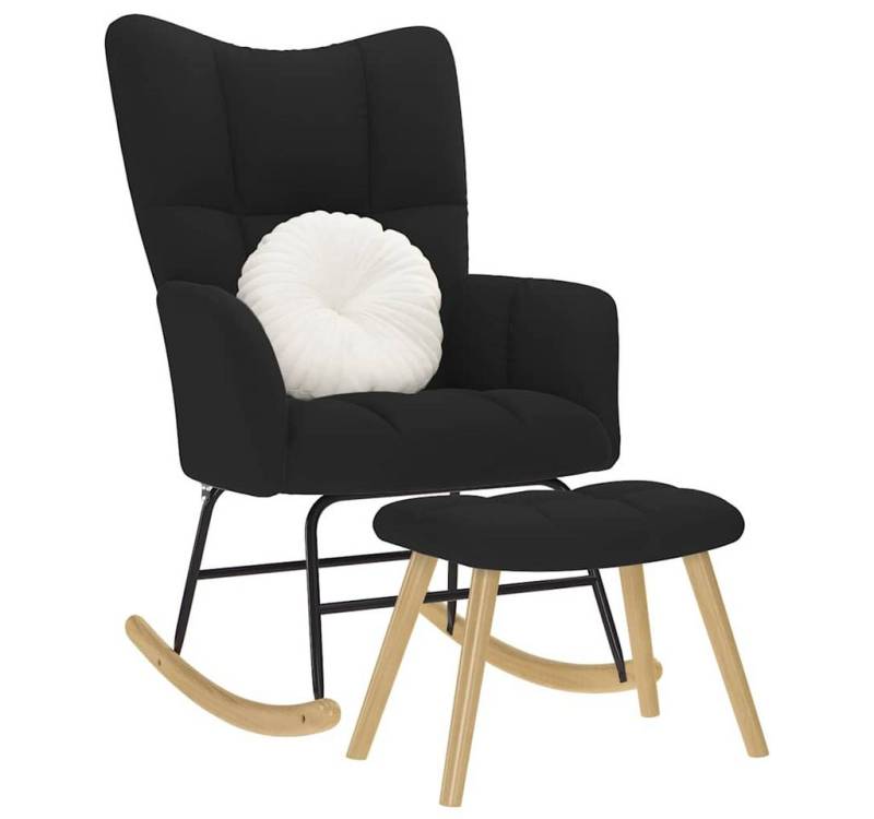 vidaXL Schaukelstuhl Schaukelsessel mit Hocker Schwarz Stoff von vidaXL