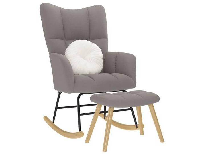 vidaXL Schaukelstuhl Schaukelsessel mit Hocker Taupe Stoff, grau von vidaXL