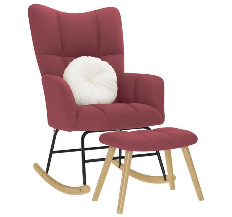 vidaXL Schaukelstuhl Schaukelsessel mit Hocker Weinrot Stoff von vidaXL