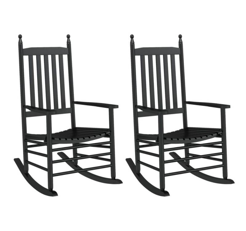 vidaXL Schaukelstuhl Schaukelstühle mit Gebogenen Sitzen 2 Stk Schwarz Pappelholz von vidaXL