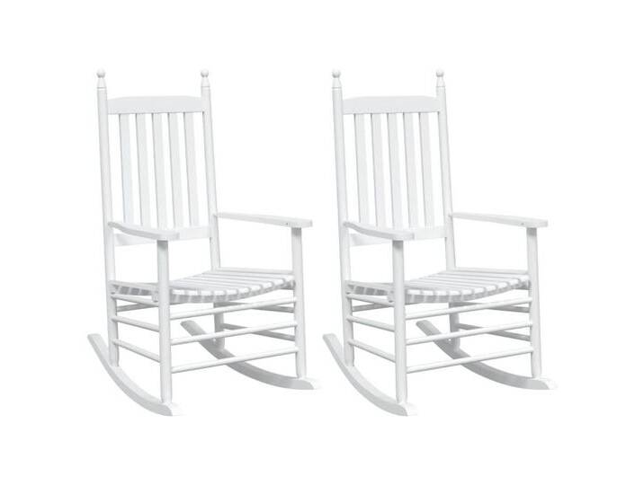 vidaXL Schaukelstuhl Schaukelstühle mit Gebogenen Sitzen 2 Stk Weiß Massivholz Tanne (1 St), weiß, chair (2 pcs), Weiß von vidaXL