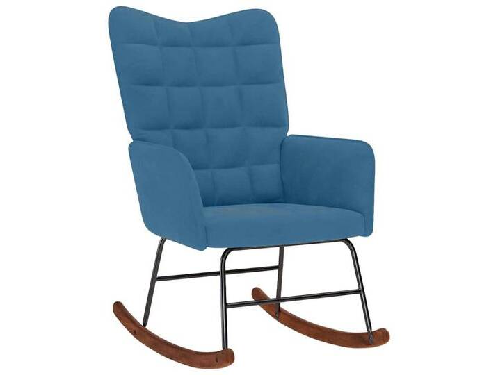 vidaXL Schaukelstuhl Schaukelstuhl Blau Samt (1 St), blau, Ohne Fußhocker von vidaXL
