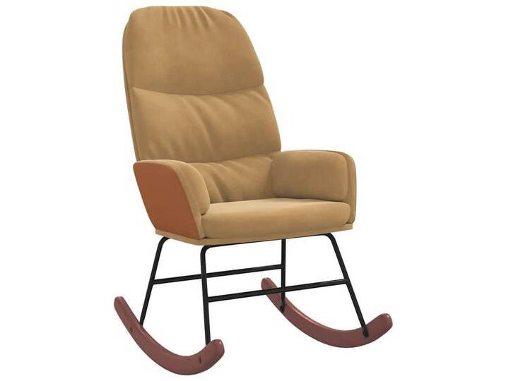 vidaXL Schaukelstuhl Schaukelstuhl Braun Samt (1 St), braun, without footstool, Braun von vidaXL