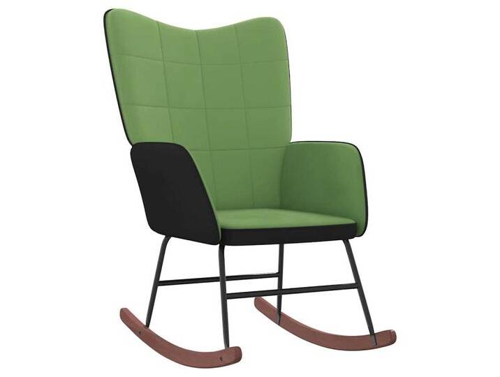 vidaXL Schaukelstuhl Schaukelstuhl Hellgrün Samt und PVC (1 St), Ohne Fußablage von vidaXL