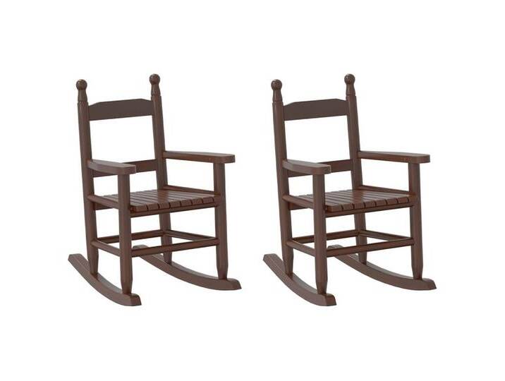 vidaXL Schaukelstuhl Schaukelstuhl für Kinder 2 Stk. Braun Massivholz Pappel (2 St), braun von vidaXL