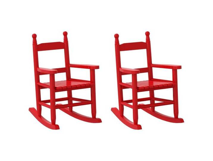 vidaXL Schaukelstuhl Schaukelstuhl für Kinder 2 Stk. Rot Massivholz Pappel (2 St), rot von vidaXL