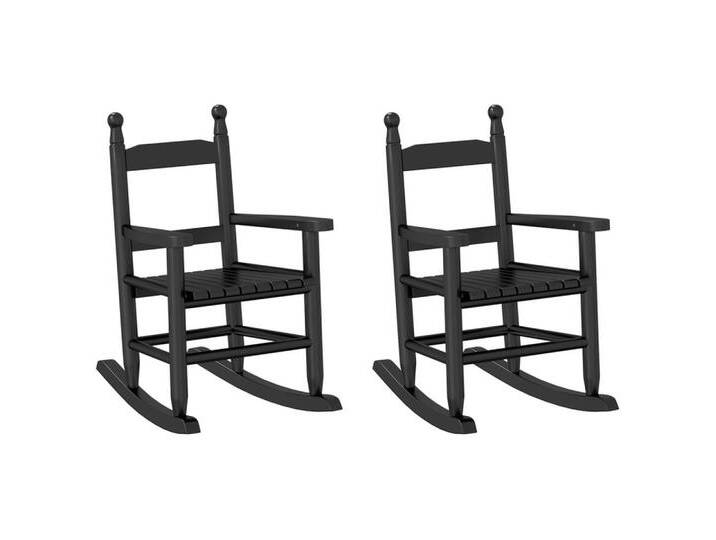 vidaXL Schaukelstuhl Schaukelstuhl für Kinder 2 Stk. Schwarz Massivholz Pappel (2 St), schwarz, Schwarz von vidaXL