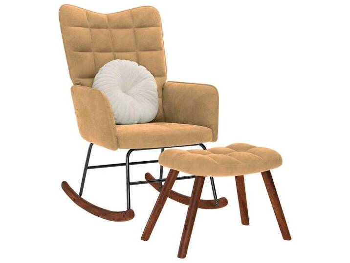 vidaXL Schaukelstuhl Schaukelstuhl mit Hocker Brauner Samt, braun von vidaXL