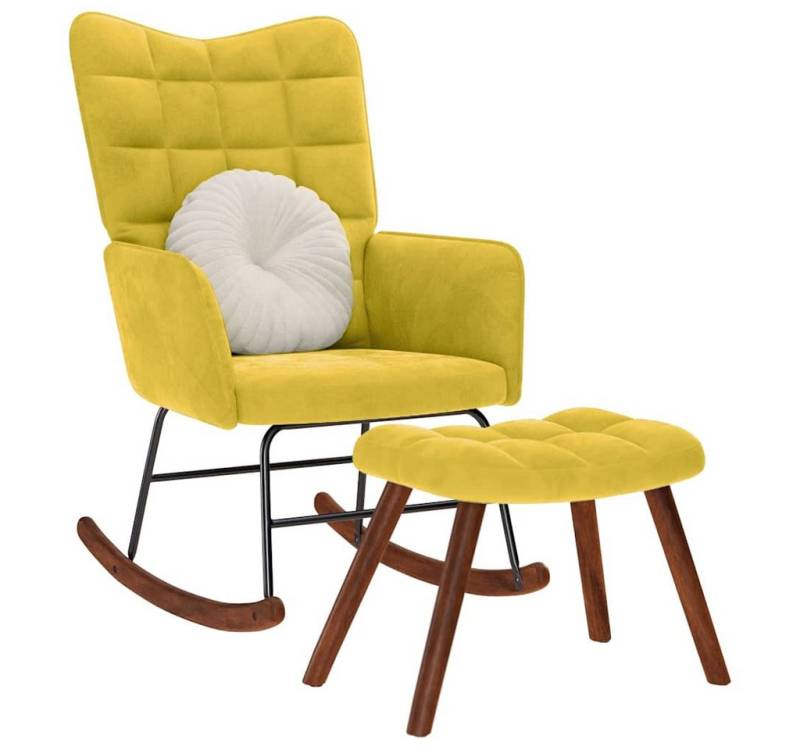 vidaXL Schaukelstuhl Schaukelstuhl mit Hocker Gelber Samt vidaXL Schaukelstuhl Schaukelstuhl mit Hocker Gelber Samt von vidaXL