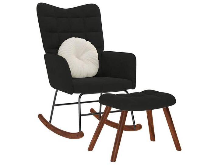 vidaXL Schaukelstuhl Schaukelstuhl mit Hocker Schwarzer Samt, schwarz von vidaXL