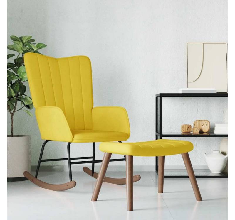 vidaXL Schaukelstuhl Schaukelstuhl mit Hocker Senfgelb Samt (1 St) von vidaXL