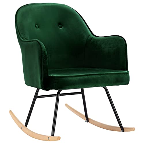 vidaXL Schaukelstuhl Schwingsessel Relaxstuhl Schwingstuhl Stuhl Polsterstuhl Wippstuhl Schaukelsessel Sessel Relaxsessel Dunkelgrün Samt von vidaXL