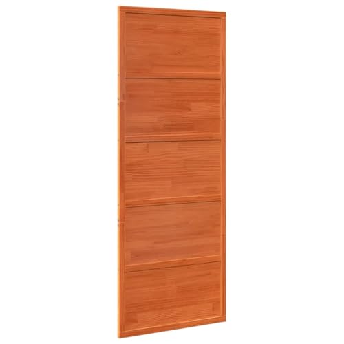vidaXL Scheunentür, Holzschiebetür Platzsparend, Zimmertür Scheunentor-Look, Schiebetür Holztür Innentür, Wachsbraun 80x208cm Massivholz Kiefer von vidaXL