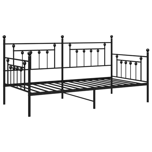 vidaXL Schickes schwarzes Stahlbettgestell für langlebigen Schlaf 100 x 200 cm | Stabile Metallkonstruktion | Einfache Montage im Lieferumfang enthalten | Innen | Rechteckig | Erschwinglich von vidaXL
