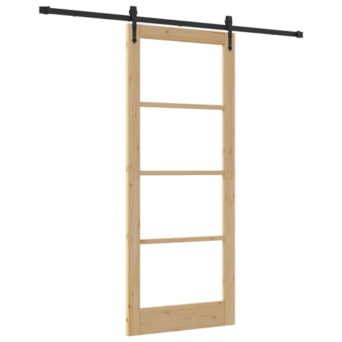 vidaXL Schiebetür Orkdal Natur und Schwarz 86X211 cm mit Hardware-Set für moderne Innenräume von vidaXL