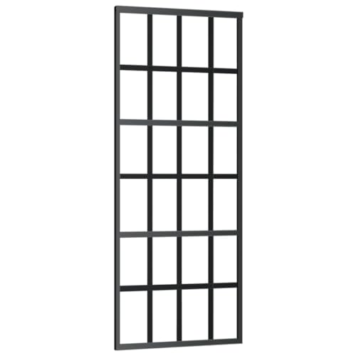 vidaXL Schiebetür mit Soft-Stop-Funktion Glasschiebetür Glastür Glas Schiebe Tür Schiebetürsystem Aluminium ESG-Glas Schwarz 76x205cm von vidaXL