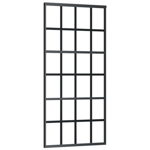 vidaXL Schiebetür mit Soft-Stop-Funktion Glasschiebetür Glastür Glas Schiebe Tür Schiebetürsystem Aluminium ESG-Glas Schwarz 90x205cm von vidaXL