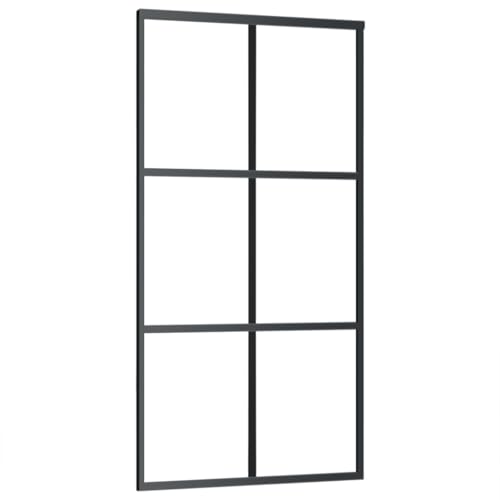 vidaXL Schiebetür mit Soft-Stop-Funktion Glasschiebetür Glastür Glas Schiebe Tür Schiebetürsystem ESG-Glas Aluminium 102x205cm Schwarz von vidaXL