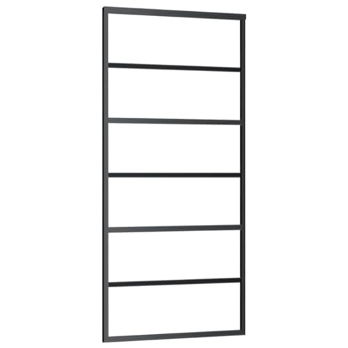 vidaXL Schiebetür mit Soft-Stop-Funktion Glasschiebetür Glastür Glas Schiebe Tür Schiebetürsystem ESG-Glas Aluminium Schwarz 90x205cm von vidaXL